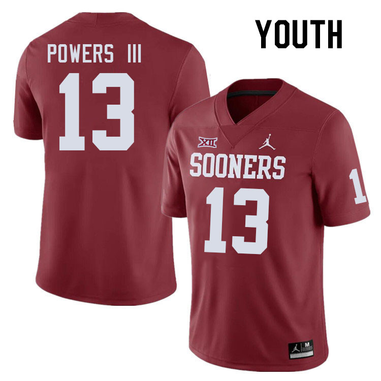 Youth #13 Reggie Powers III Oklahoma Sooners College Football Jerseys Stitched-Crimson